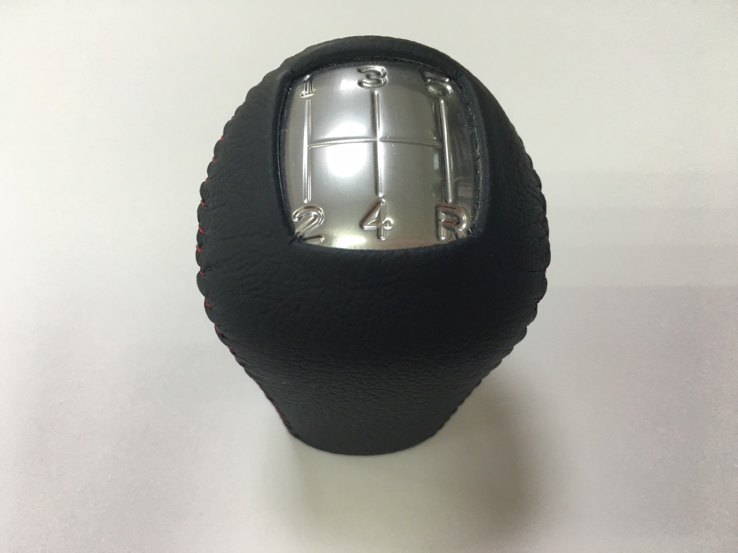 Gear Knob (Black Leather, Red Stitch)